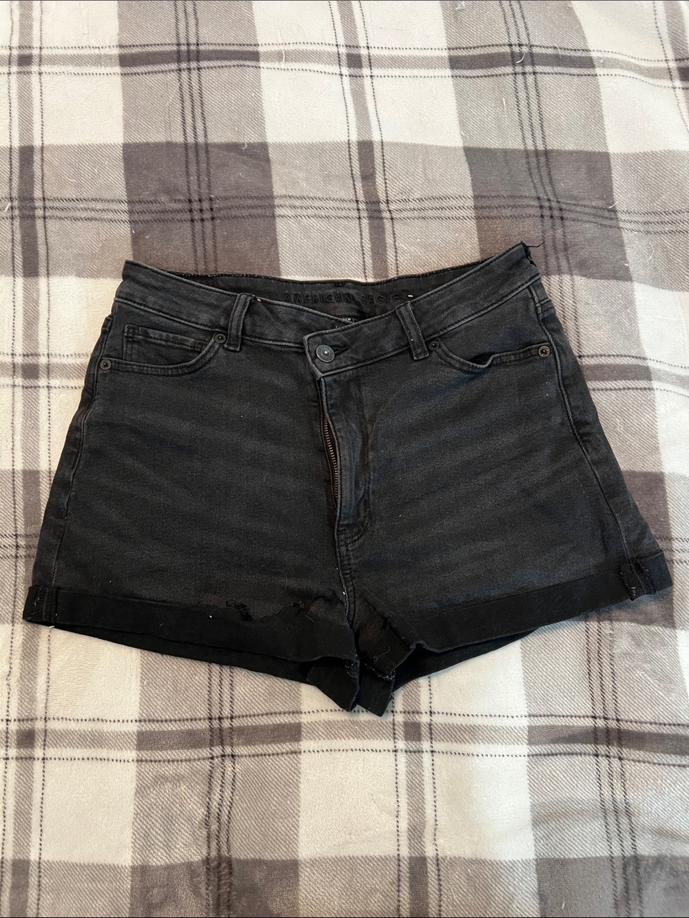 American Eagle Outfitters Black High-Rise Denim Shorts
